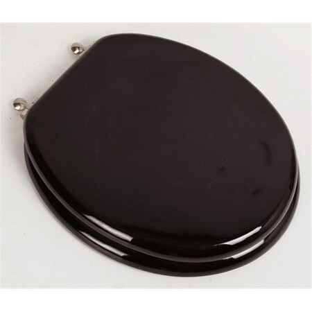 Plumbing Technologies Plumbing Technologies 5F1R2-18BN Designer Solid Round Oak Wood Toilet Seat with Brushed Nickel Hinges; Dark Brown Oak 5F1R2-18BN